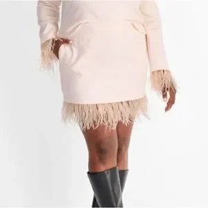 Women's High-Rise Feather Trim Mini Skirt Future Collective size